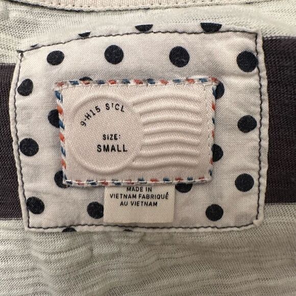 Anthropologie 9-H15 Stcl Ruffle Mixed Media Long Sleeve Top Gray White Small - Picture 2 of 3